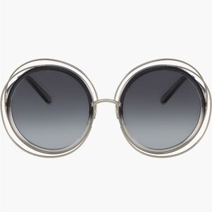 Chloe Carlina 58mm Round Oversized Sunglasses Gold Gray NWOT